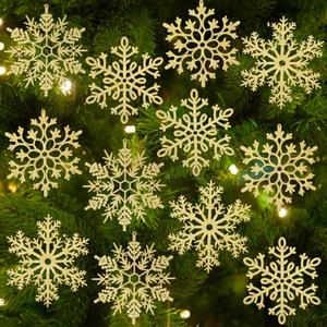 12 Pcs Large Snowflakes Ornaments, 12" Plastic Glitter Snowflakes Decorations Christmas Hanging Snow Flakes Ornaments for Christmas Tree Window Indoor Outdoor Decor