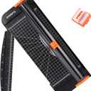 A4 Paper Cutter -12 Inch Paper Trimmer with 2pcs Replacement Blades with Safeguard Side Rulerfor Cut Gift Card,Coupon,Label, Cardstock,Photo (Black)