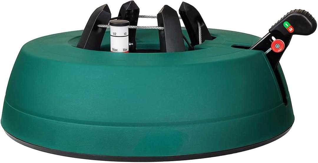 Leejec Christmas Tree Stand with Water Reservoir, Fast Clamped 10 Ft Real Tree with 5.5" Diameter, Water Level Indicator Equipped, No Assembly Required