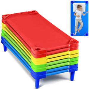 8 Pcs Stackable Daycare Cots for Toddler 54" l x 23" W Kids Cots for Sleeping Portable Kids Bed Furniture Bed Frames Headboards Footboards for Classroom Preschool (Multicolor), 54" Length x 23" Width