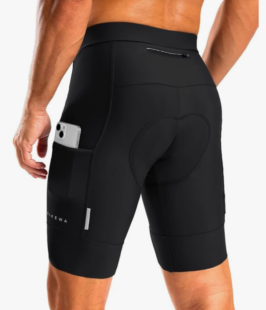Bikewa Men's Bike Shorts 4D Padded Cycling Shorts for Men Road Riding Biking Bicycle Zipper Pockets M