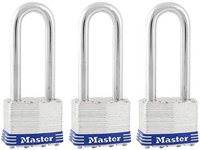 Master Lock Silver Outdoor Keyed-Alike Padlocks with Keys, Extra Long Shackle Lock for Gate, Fence, Shed, or Other Equipment, 3 Pack, 1TRILJ
