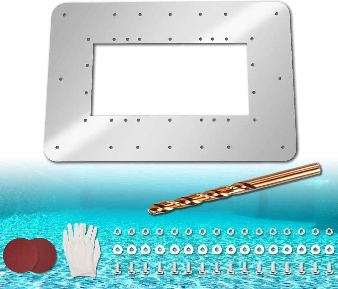18 7/9 X 12 2/7 in Wide Mouth Above Ground Pool Skimmer Wall Repair Panel, Water Return Repair Kit, Repair Rusted Pool Wall, Replace SP1091WM Dyna-Skim and Hydrotools 8939 Skimmers