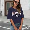 Game Day Shirt Baseball Shirts Women Oversized Baseball Team Graphic Tshirt Baseball Fan Shirt Casual Short Sleeve Tee Tops (Blue, S)