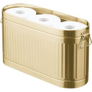 mDesign Large Steel Free Standing Toilet Paper Organizer, 6-Roll Tissue Storage Holder Container for Bathroom Floor, Fits Under Sink, Vanity, Shelf, In Cabinet, or Corner Oscar Collection - Soft Brass