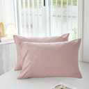 MILDLY Queen Pillowcases - 2 Pack Ultra Soft Washed Microfiber Shrinkage and Fade Resistant Pillow Covers with Envelope Closure 20 x 30 Inches, Pink