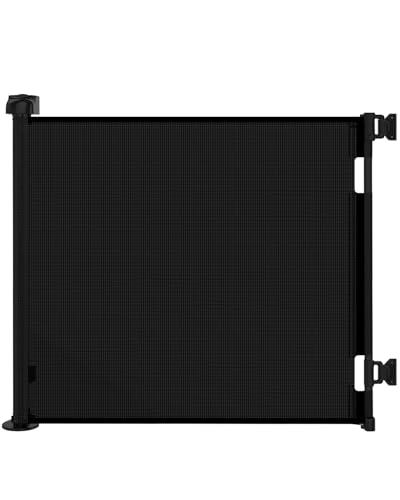 Retractable Gate for Stairs, Gate for Doorways, 33.6" Tall, Expands to 55"Fit for Baseboards,Black