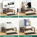 OPNICE Adjustable Monitor Stand Riser for Desk, Computer & Laptop Stand, Desk Organizers and Accessories, Office Desk Accessories & Workspace Organizer for Home Office, Brown Wood