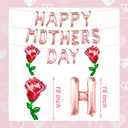 2 x Rose Gold Happy Mothers Day Balloons 16 Inch Mothers Day Balloons Red Rose Balloons for Mother's Days Party Decorations