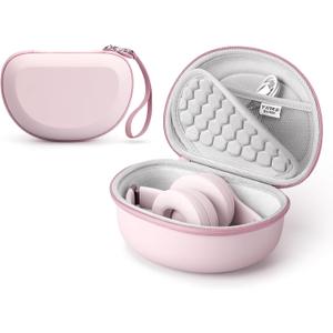Hard Case for Beats Solo 4/Solo 3/Studio Pro/Studio3 On-Ear Headphones, Universal Portable Travel Organizer Bag with Honeycomb Lid Protection (Pink)