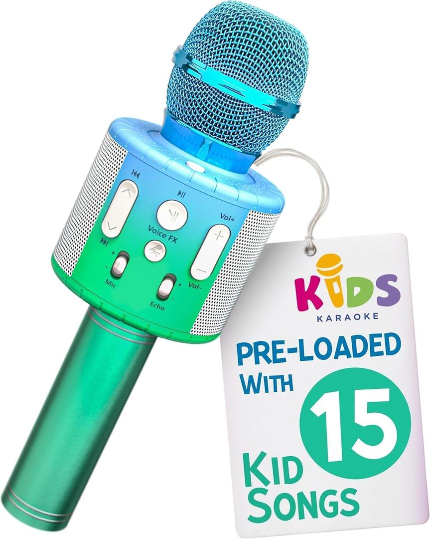 Move2Play, Kids Karaoke Microphone | Includes Pre-Loaded Songs & Bluetooth | Kids Birthday Party Gift | Toy for All Ages 2, 3, 4, 5, 6+ Year Old Girls, Boys & Toddlers