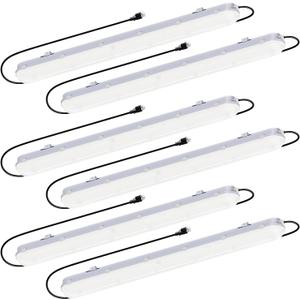 JTT 60W 4FT LED Vapor Proof Light with Plug 7800LM 6Pack -ETL Certification