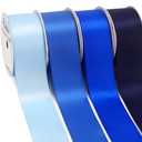 Ribbli Blue Satin Ribbon 1-1/2 Inch x 4 Rolls Total 40 Yards- Baby Blue/Royal Blue/Electric Blue/Navy Ribbon for Gift Wrapping Craft Wedding Decoration