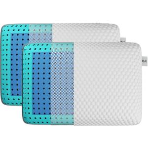 GhostBed Memory Foam Pillow - Memory Foam Pillow with Aerated Ergonomic Design - Patented Cooling Layer & Ghost Ice Cover - Medium Firm for Stomach Back or Side Sleepers (Standard)