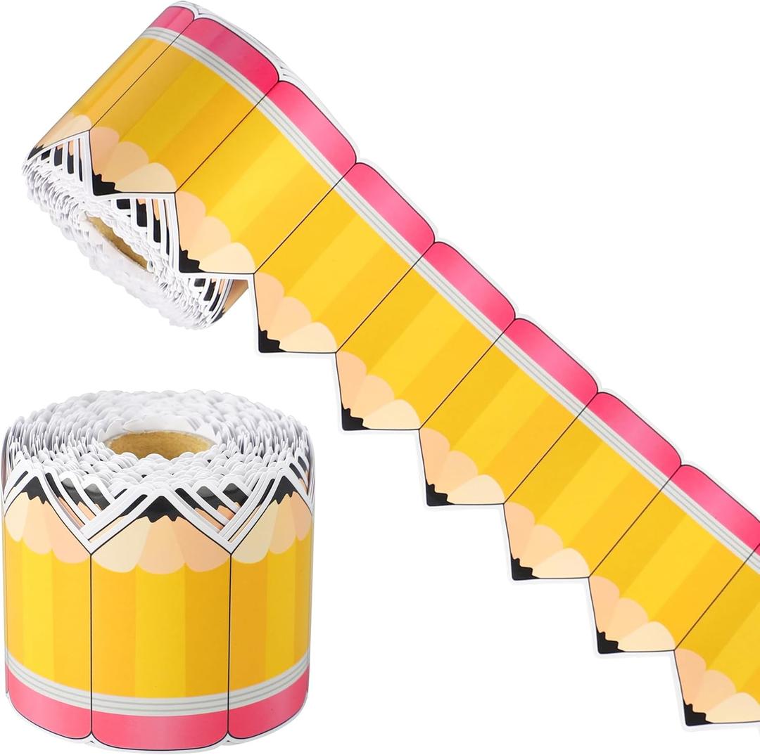 68.9 ft Pencil Classroom Bulletin Border Roll Back to School Bulletin Board Decor Pencil Paper Die Cut Cutouts Borders Trims for Display Wall Blackboard Decor