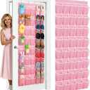 40-Pocket Over the Door Shoe Organizer - Large Mesh Pocket Hanging Shoe Organizer,Behind the Door Shoes Storage Holder Hanger (Pink-W)