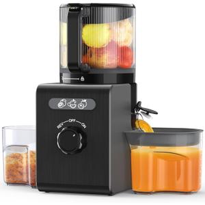 Cold Press Juicer Machines with 6.5" Large Feed Chute, Juicer for Whole Vegetables & Fruits, High Juice Yield (Black)