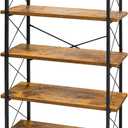 HCHQHS Bookshelf, 5-Tier Industrial Bookcase, Rustic Open Book Shelf, Freestanding Tall Bookshelves with Metal Frame