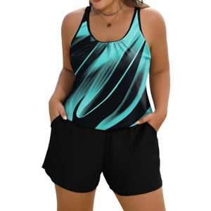 Arolina Women's Plus Size Swim Romper One Piece Swimsuits Modest Bathing Suit with Pockets (S-24W) (Black, XXL)