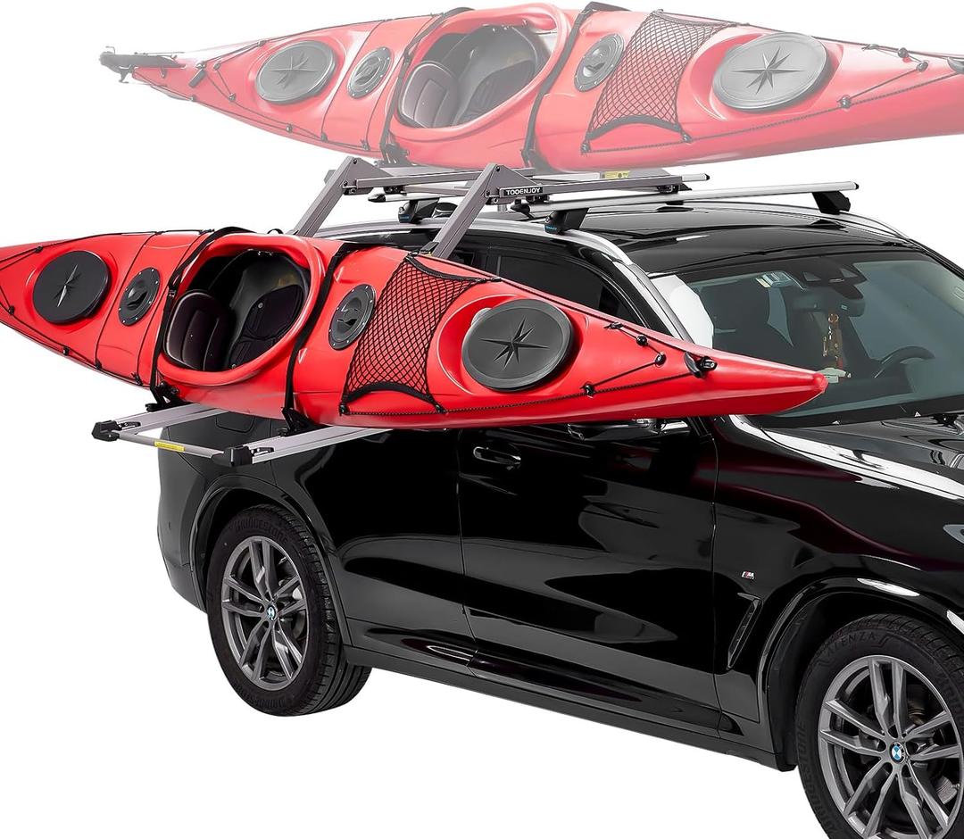 TOOENJOY Heavy-Duty Kayak Lift Assist Roof Rack, 100 LBS Capacity Kayak Canoe Rooftop Loader, Elevating Assist System for Easy Loading (Gray)
