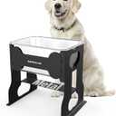 2.4 Gallon Elevated Large Dog Water Bowl,14" Raised Stainless Steel Bowl with Stand for Large Breed, Full Metal Dog Feeding Station for Relief Joint Pressure, Easy Clean for Indoor & Outdoor Uses