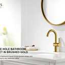 KENES Brushed Gold Single Handle Bathroom Faucets Modern Prep Wet Bar Sink Faucets Bathroom Sink Faucet with Drain Assembly & Deck Plate, Farmhouse RV Camper Outdoor Utility Faucet, KE-9005B-4