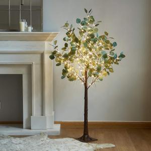 LITBLOOM Lighted Eucalyptus Tree 4FT 160 Fairy Lights, Artificial Plant Tree with Lights for Indoor Outdoor Home Wedding Room Decoration