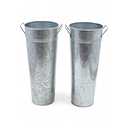 Hosley Set of 2 Galvanized French Bucket with Handles & PVC Liner, 6" Dia x 15" H for Weddings, Parties, Country Picnics, Floral Arrangements, Tableware Storage, or Gardens - Rustic Farmhouse Décor