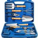 12-Piece Gardening Tool Set for Men, Rust-Proof & Heavy-Duty Hand Garden Tools with Sturdy Blue Carrying Case, Practical & Stylish Gardening Gifts for Men (Blue)