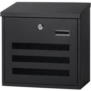 Kasten Wall-Mount Mailbox with Key Lock, Large Capacity Locking Mailbox for Outside, 13.6 x 4.3 x 12.8 Inch, Black