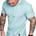 Lexiart Mens Fashion Athletic Hoodies Sport Sweatshirt Solid Color Fleece Pullover (Blue, L)