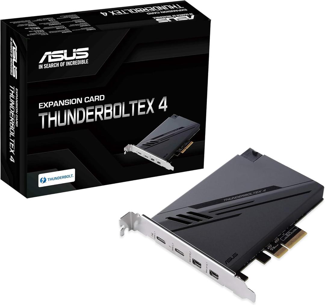 ASUS ThunderboltEX 4 with Intel Thunderbolt 4 JHL 8540 Controller, 2 USB Type-C Ports, up to 40Gb/s bi-Directional Bandwidth, DisplayPort 1.4 Support, up to 100W Quick Charge, Black