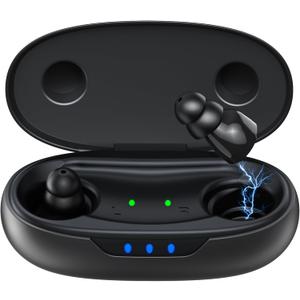 Supermini Hearing Aids for Seniors with Digital Chips, 80H Wireless Charging Case OTC Rechargeable Hearing Amplifiers Invisible with 16-Channel Sound Processing 3 Levels Volume (Black)