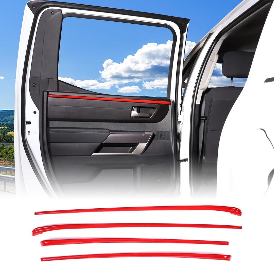 Aunginsy Car Inner Door Panel Strips Trim Compatible with Toyota Tundra Crew Max 2022-2026, Pickup Truck Front Rear Door Armrest Panel Molding Decorative Cover Protector ABS Interior Accessories