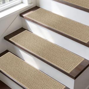 BEQHAUSE Stair Treads Non Slip for Wooden Steps 28x9in, 15pcs, Light Beige