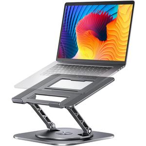 Adjustable Laptop Stand with 360 Rotating Base, Computer Stand for Laptop Ergonimic Foldable Laptop Riser for Desk Compatible with MacBook Pro/Air Notebook up to 16 Inches, Grey