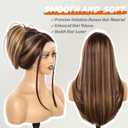 Worldnewhair Honey Brown Synthetic Lace Front Wig 13x4 HD Highlight Wigs for Women Pre Plucked 26 Inch Long Straight layered Wig for Daily