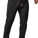 Men's Workout Pants with Zipper Pockets (Black, M)