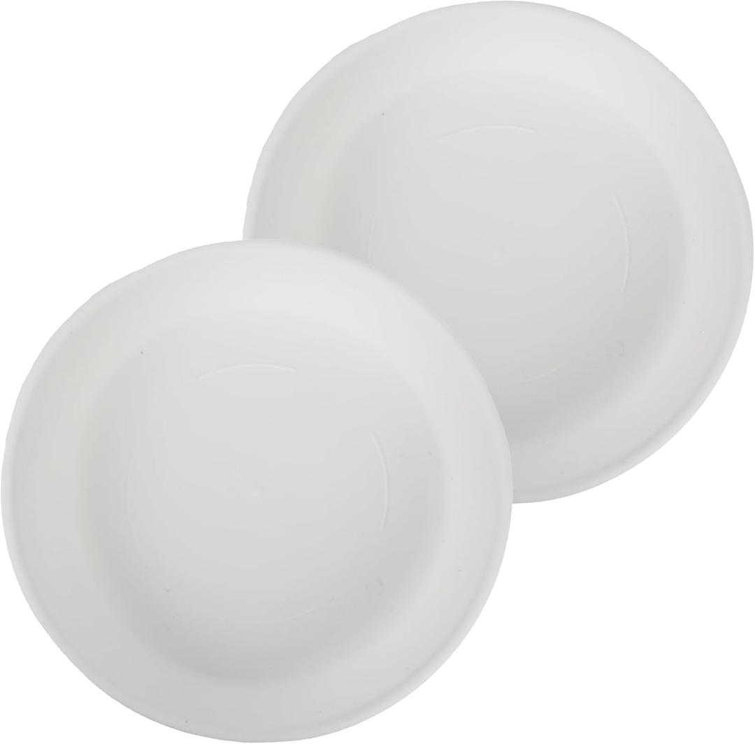 The HC Companies 12 Inch Round Plastic Classic Plant Saucer - Indoor Outdoor Plant Trays for Pots - 12.5"x12.5"x2.13" White (Pack of 2)