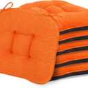 D-Shaped Chair Cushions, 4" Thick Dining Chair Pads Machine-Washable, Seat Cushions for Chair 18" x 18", Set of 6 18-Orange-6
