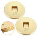 Therwen 2 Pcs 3.5 Inch Slotted Brass Cleanout Plug Sewer Cleanout Plug Wrench Sewer Clean Cover for Drain, Waste, and Vent Purposes(Concave)