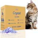 LMJP Crystal Cat Litter with Powerful Odor Control, Non-Clumping, Lasts Up to 4 Months, 17.2lb, Rapid Water Absorption, Unscented & Low Tracking Lightweight Blue & White Silica, 4 Pack of 4.3lb