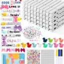 Cheer Pins for Backpack Cheer Stuff Kit 70 White Colored Clothes Pins with Mini Resin Ducks Bows Letter Beads Team Cheerleaders Gifts Bulk Pin Me Ribbon for Bag Decorations Competition Spirit Clips