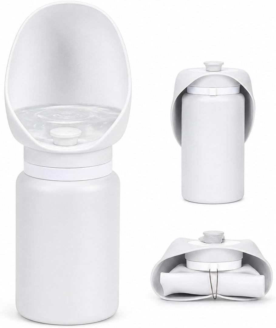 Silicone Portable Dog Water Bottle, 550ml/ 19OZ Leak-Proof Pet Travel Water Dispenser with Foldable Bottle for Outdoor, Hiking, Walking