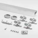 4FT Aluminum Bypass Sliding Door Hardware Kit, 2 Door System with Finger Pulls, Quiet & Smooth Rollers, Fits 1 3/8"-1 3/4" Door Thickness, Space Saving Closet & Cabinet Sliding Track Set