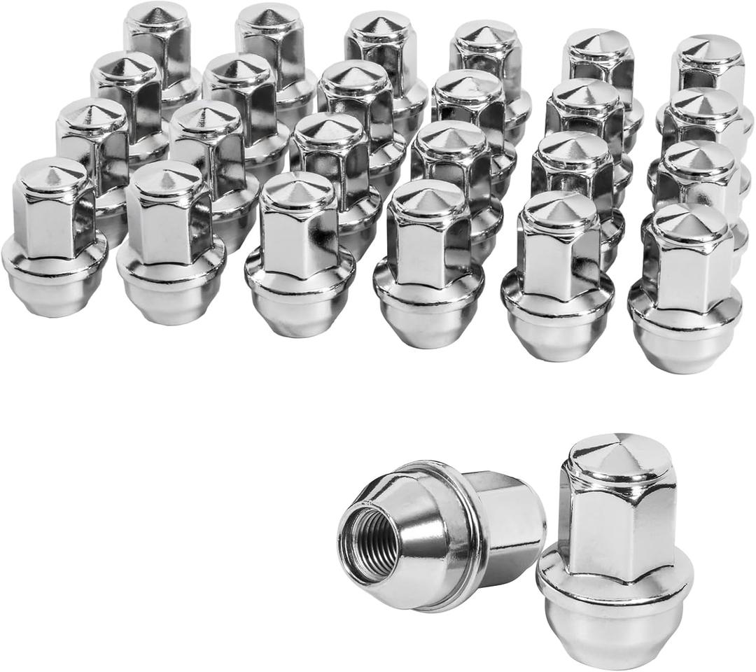 24pcs M14x1.5 Lug Nuts - Compatible with 2015-2023 Ford F150, Expedition, Lincoln Navigator, 2017-2023 Tesla Model 3 One-Piece Design Factory Chrome Wheel Nut Set