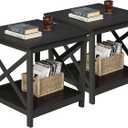 ChooChoo End Tables Set of 2, 24 Inch End Table with 2-Tier Storage Shelf, 23.62"D x 23.62"W x 23.62"H