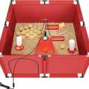 Brooder Box for Chicks, All-in-One Chick Starter Kit, Stainless Steel Frame Baby Chicken Brooder Playpen with 250W Heat Lamp, Perch, Feeder & Waterer Set, Up to 30 Chicks, Square Style