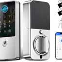 Biometric Smart Lock Deadbolt, Keyless Entry Door Lock with App Control & Remote Code Generation, Electronic Fingerprint Keypad for Home, Airbnb & Bedroom, Auto-Lock, Anti-Peep(Silver)