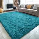 OLANLY 5x7 Machine Washable Large Area Rugs for Living Room, Bedroom, Soft Fluffy Shaggy Bedside Rug, Indoor Floor Carpet for Kids Girls and Boys, Dorms, Nursery, Home Decor Aesthetic, Teal